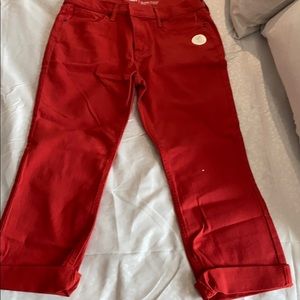 Red flare jeans